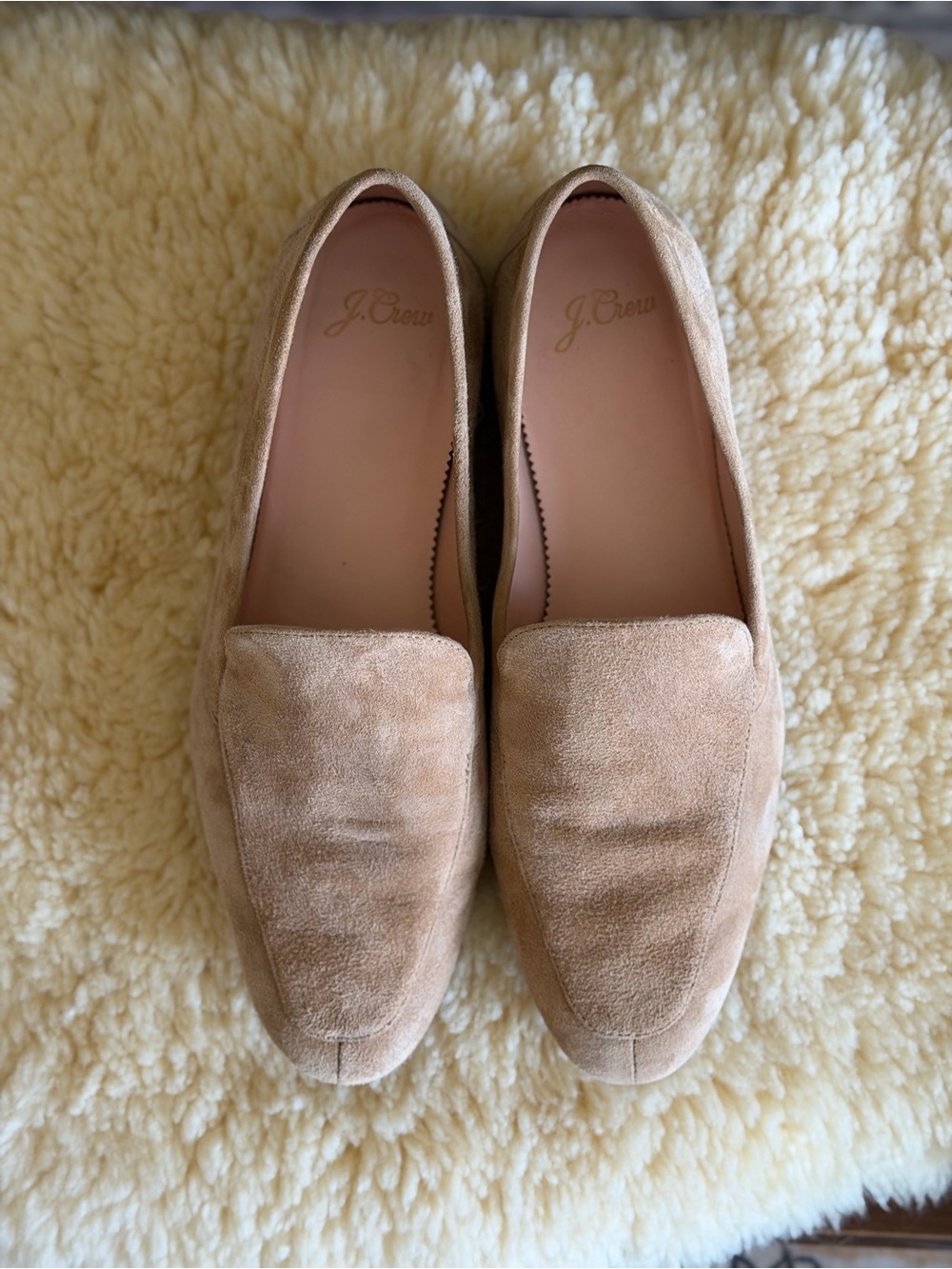 J. Crew Suede Slip-On Loafers in Beige